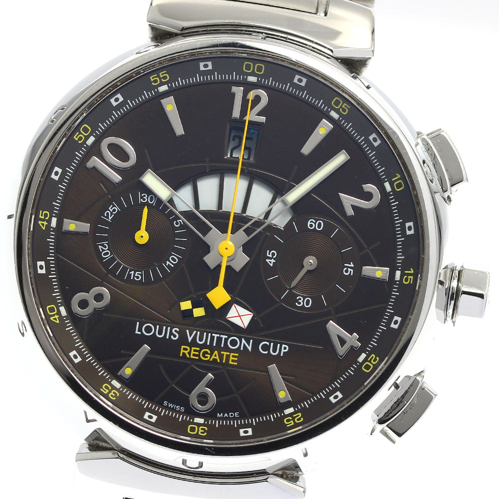 LOUIS VUITTON Q1021 Tambour Louis Vuitton Cup Regatta Flyback Automatic Men's Watch with Box and Warranty Card