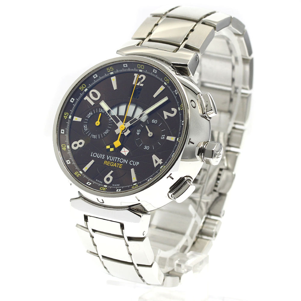 LOUIS VUITTON Q1021 Tambour Louis Vuitton Cup Regatta Flyback Automatic Men's Watch with Box and Warranty Card