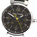 LOUIS VUITTON QA072Z Tambour Monogram Quartz Men's Watch Excellent Condition with Box and Warranty Card