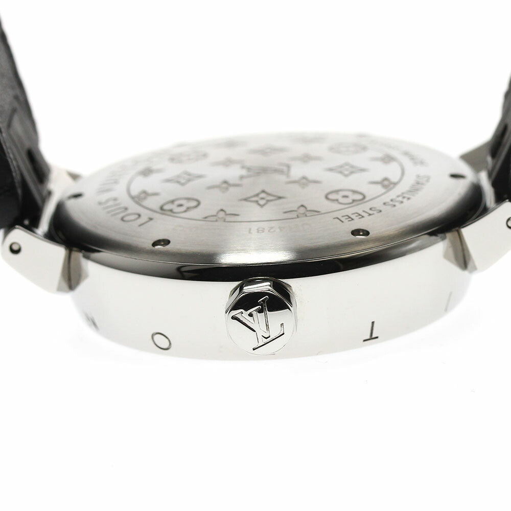 LOUIS VUITTON QA072Z Tambour Monogram Quartz Men's Watch Excellent Condition with Box and Warranty Card