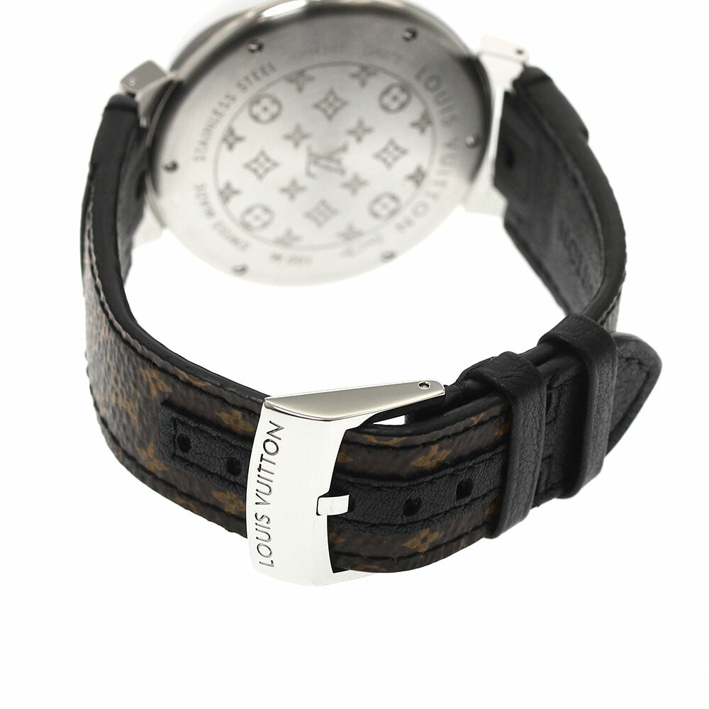 LOUIS VUITTON QA072Z Tambour Monogram Quartz Men's Watch Excellent Condition with Box and Warranty Card