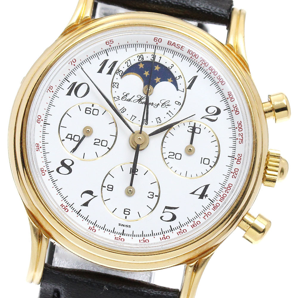 Heuer 188.205/1 Edward 125th Anniversary Moon Phase Chronograph Manual Winding Men's Watch - Excellent Condition