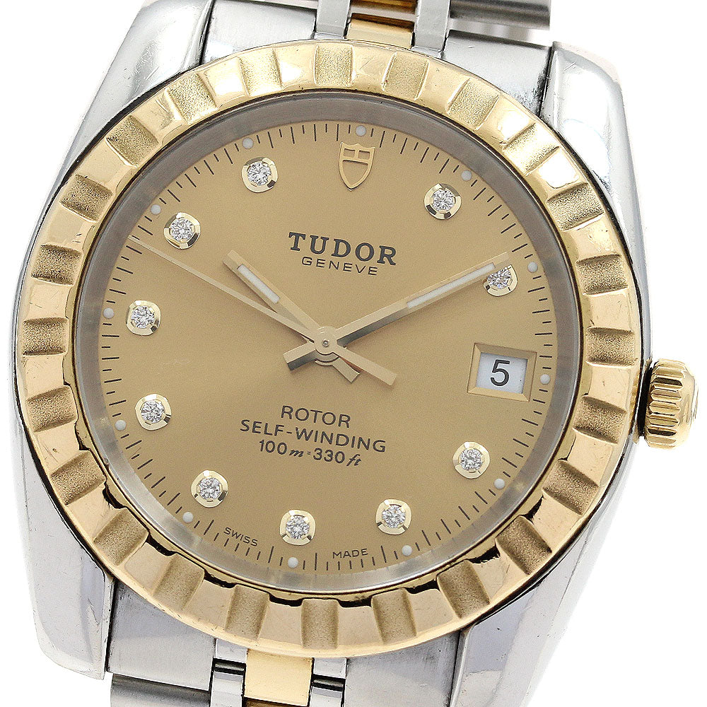 TUDOR 21013 Classic Date Yellow Gold Combination 10-Diamond Automatic Men's Watch