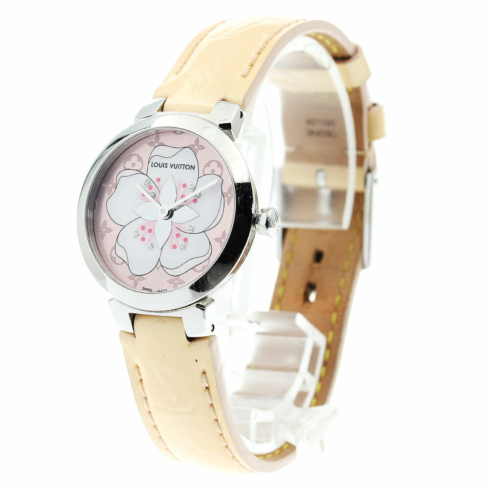LOUIS VUITTON Q12MGE Tambour 8-Diamond Quartz Women's Watch with Box and Warranty Card