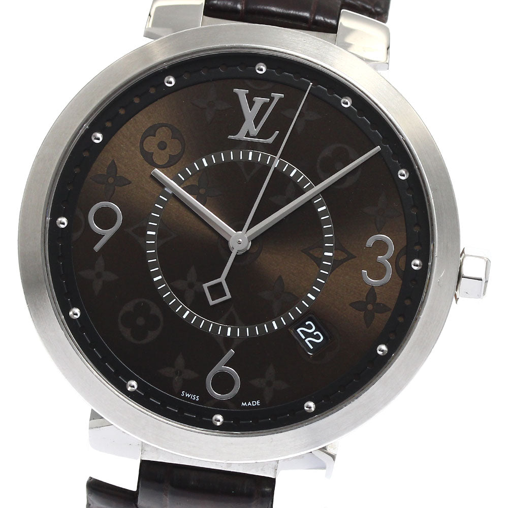 LOUIS VUITTON QA005 Tambour Slim Monogram Date Quartz Men's Watch