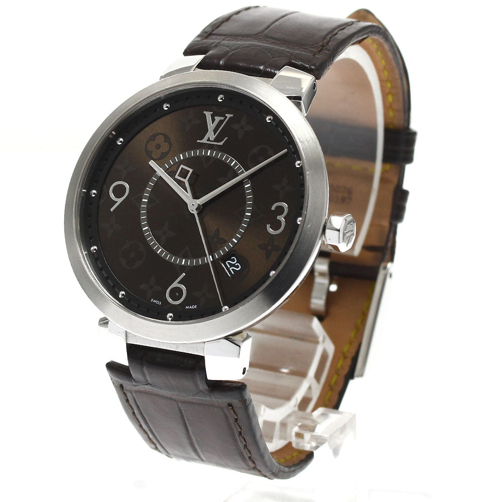LOUIS VUITTON QA005 Tambour Slim Monogram Date Quartz Men's Watch