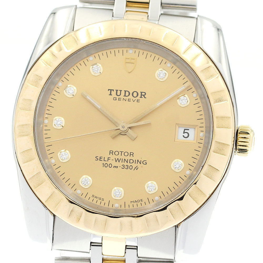 TUDOR 21013 Classic Date Yellow Gold Combination 10-Diamond Automatic Men's Watch