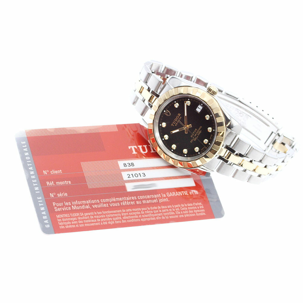 TUDOR 21013 Classic Date Yellow Gold Combination 10-Diamond Automatic Men's Watch with Warranty Card