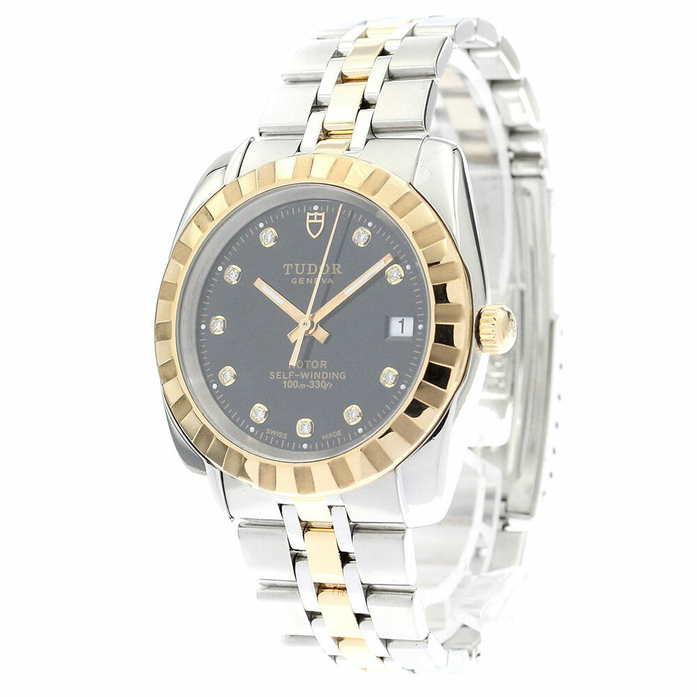 TUDOR 21013 Classic Date Yellow Gold Combination 10-Diamond Automatic Men's Watch with Warranty Card
