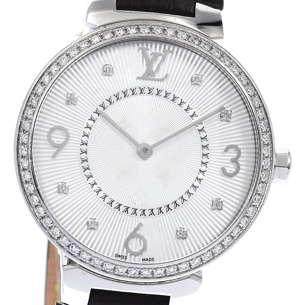 LOUIS VUITTON Q13ML Tambour Diamond Bezel Quartz Women's Watch