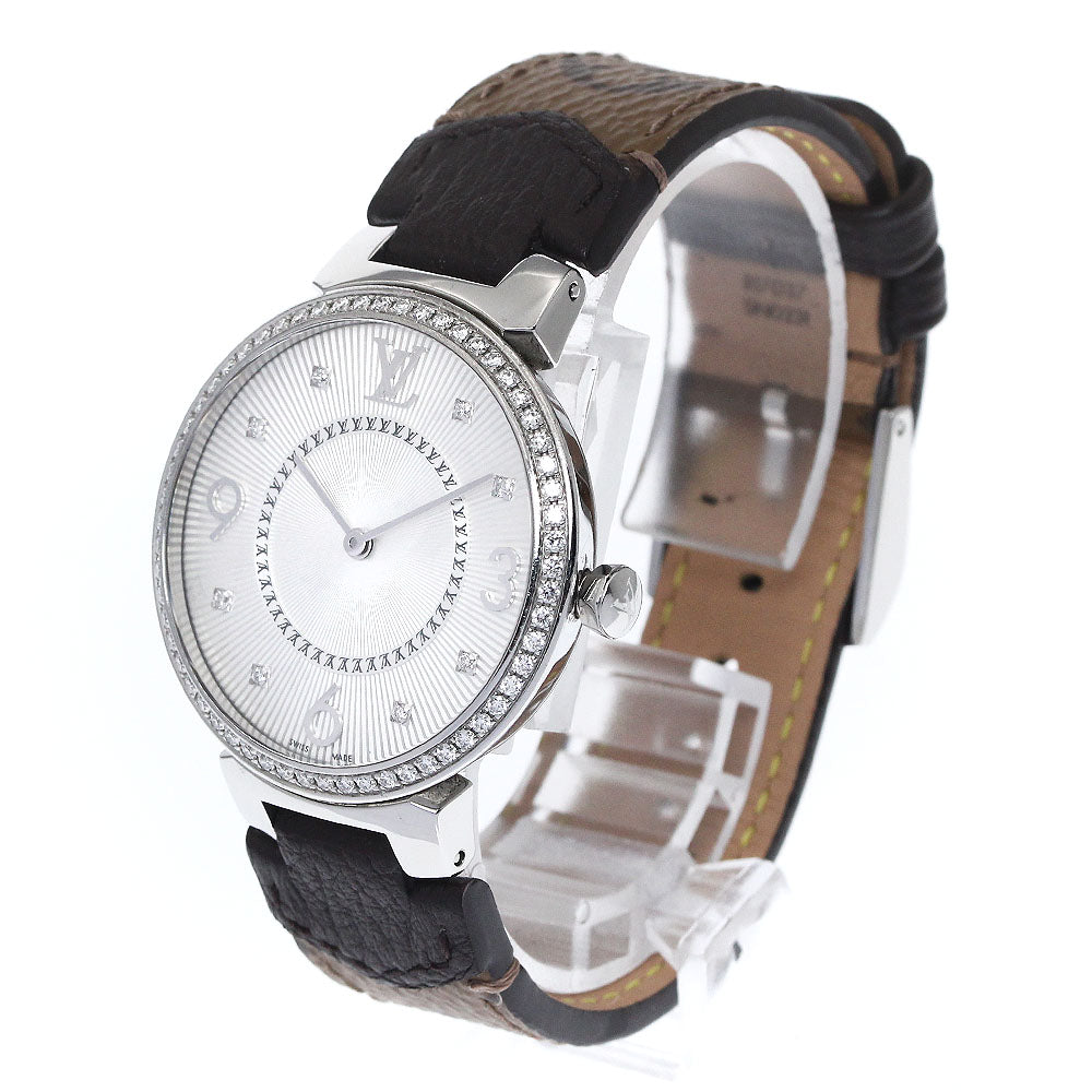 LOUIS VUITTON Q13ML Tambour Diamond Bezel Quartz Women's Watch