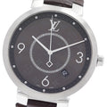 LOUIS VUITTON QA005 Tambour Slim Monogram Date Quartz Men's Watch with Box and Warranty Card