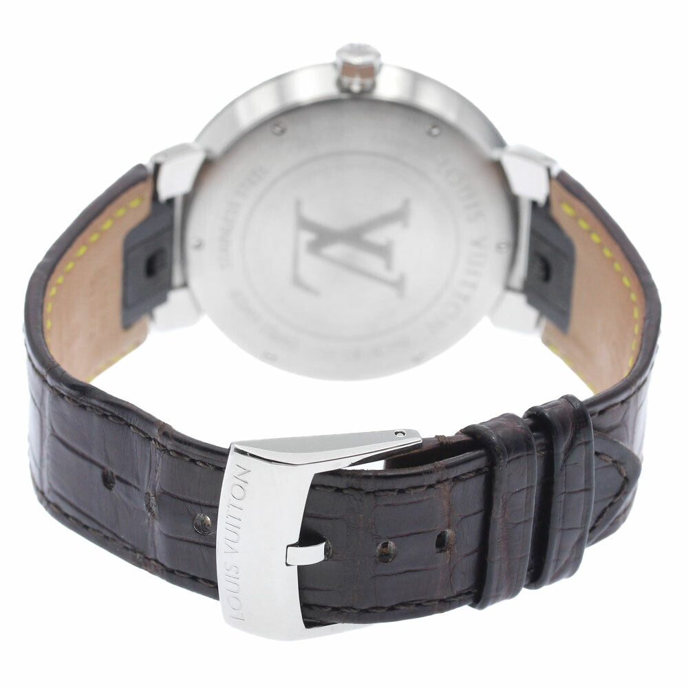 LOUIS VUITTON QA005 Tambour Slim Monogram Date Quartz Men's Watch with Box and Warranty Card