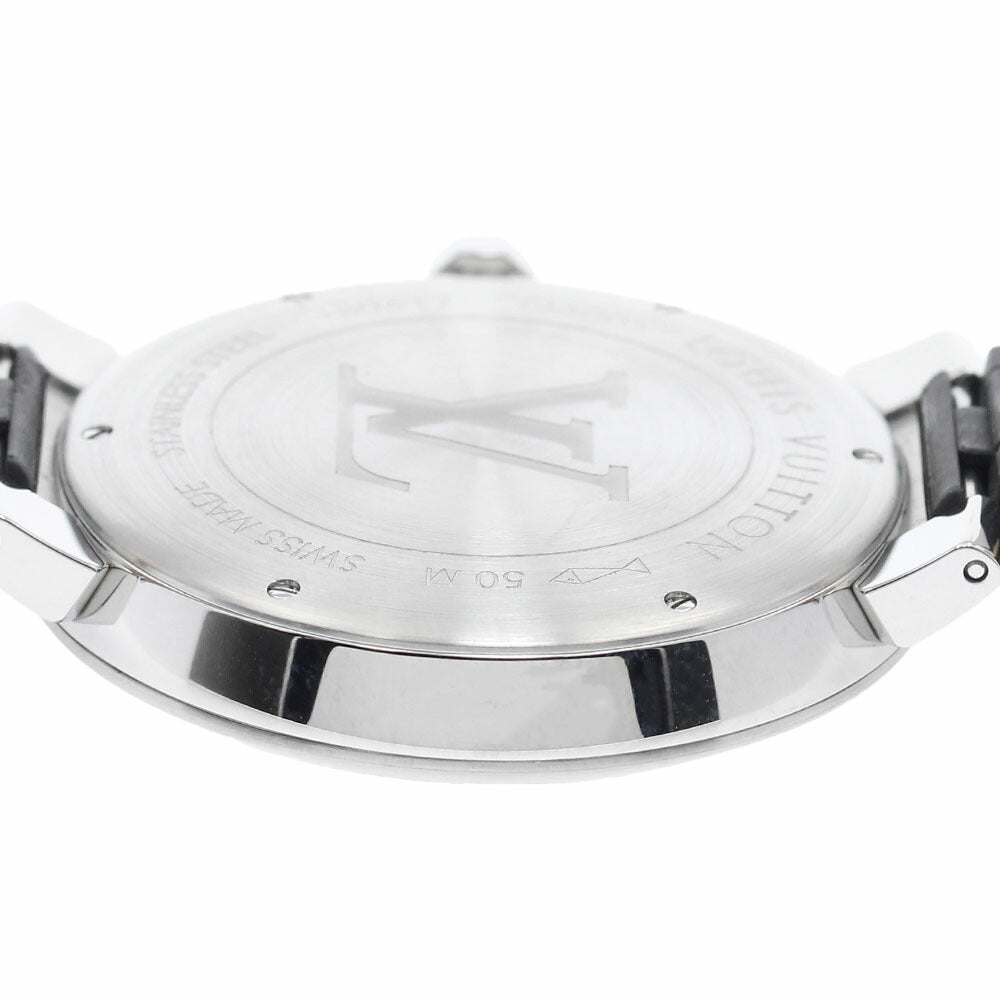 LOUIS VUITTON QA005 Tambour Slim Monogram Date Quartz Men's Watch with Box and Warranty Card