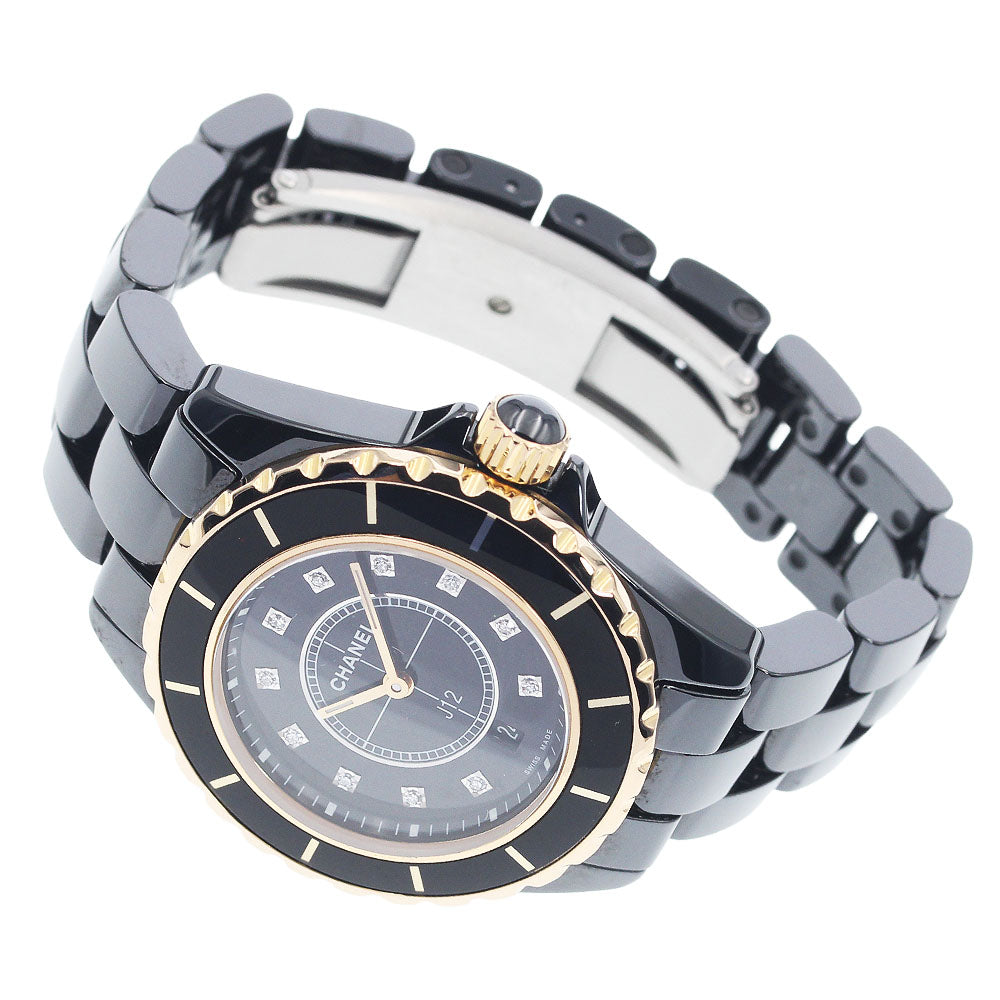 CHANEL H2543 J12 33MM Black Ceramic 11P Diamond PG Bezel Date Quartz Ladies Watch