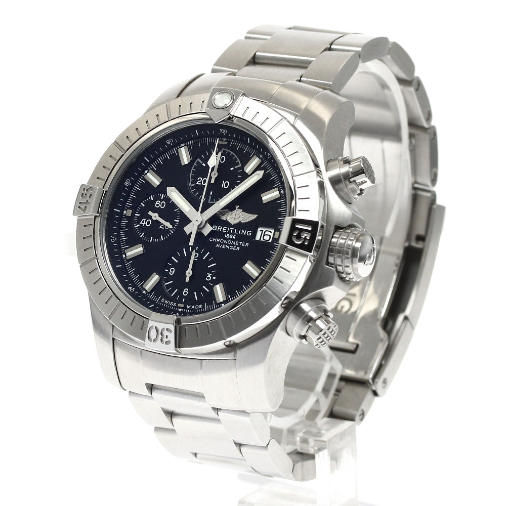 BREITLING A13385 Avenger Chronograph 43 Date Automatic Men's Watch Excellent Condition with Inner Box and Warranty Card.