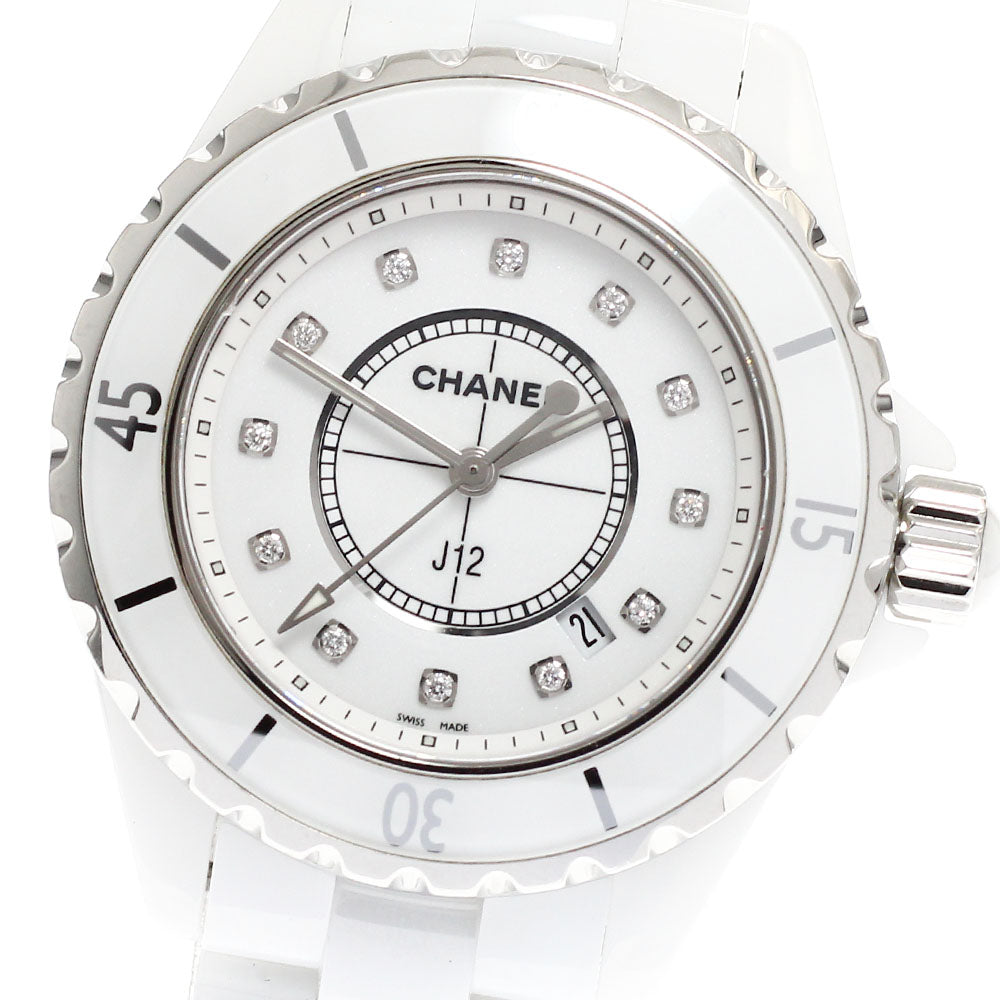 CHANEL H1628 J12 White Ceramic 12-Diamond Quartz Women's Watch