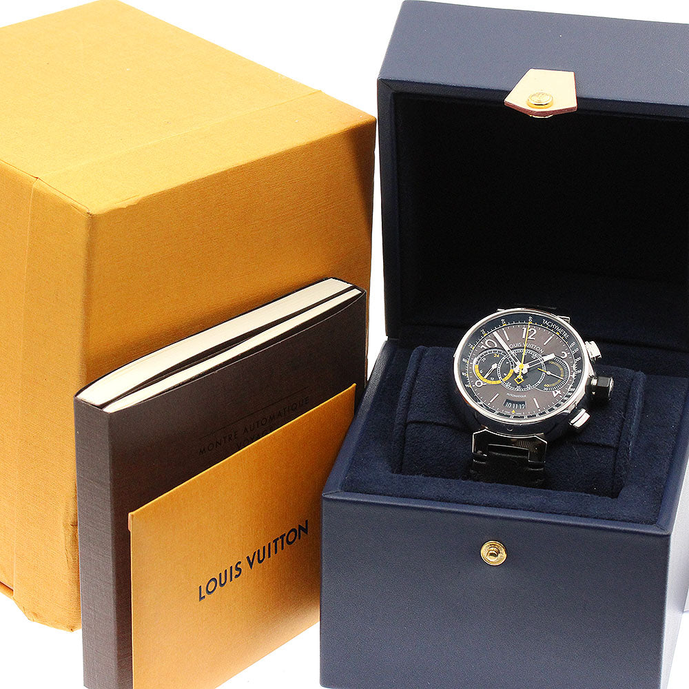 LOUIS VUITTON Q102L Tambour Chronograph Voyage Automatic Men's Watch with Box and Warranty Card