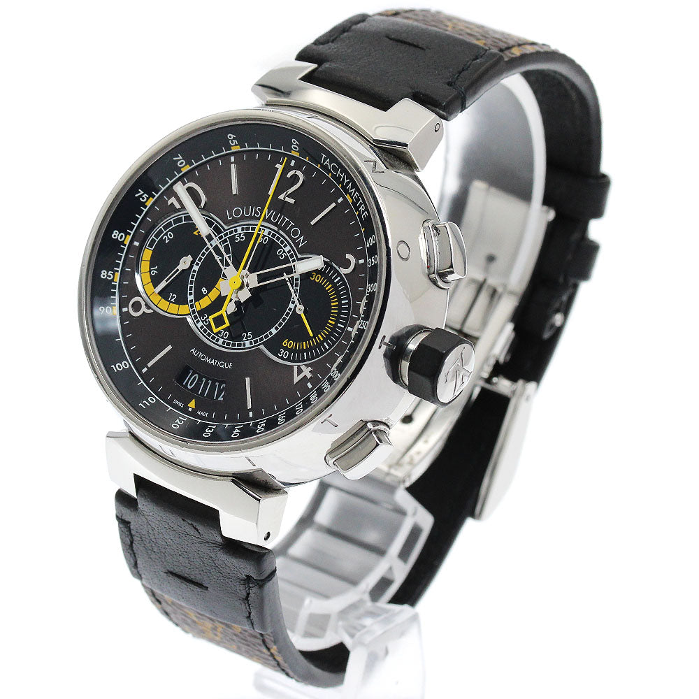 LOUIS VUITTON Q102L Tambour Chronograph Voyage Automatic Men's Watch with Box and Warranty Card