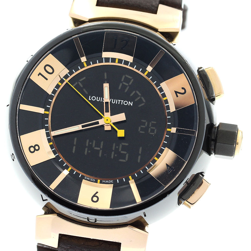 LOUIS VUITTON Q118N Tambour Quartz Men's Watch with Box and Warranty Card