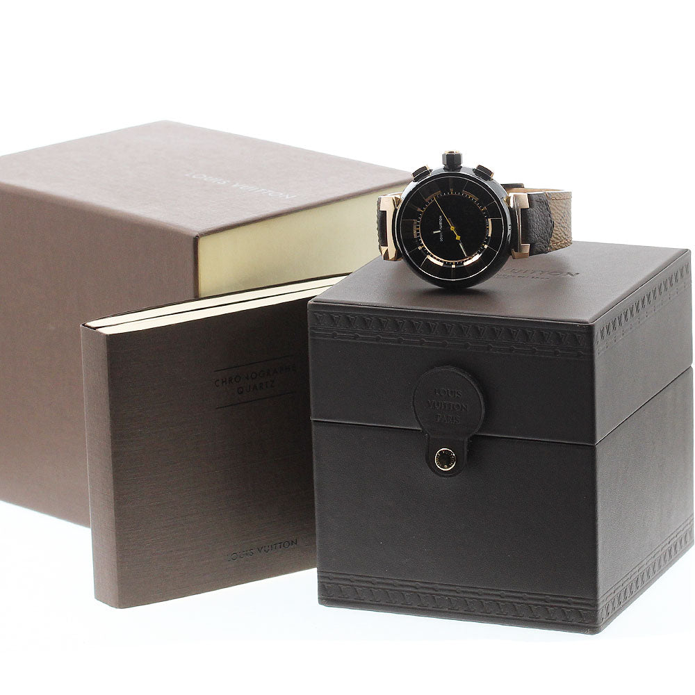 LOUIS VUITTON Q118N Tambour Quartz Men's Watch with Box and Warranty Card