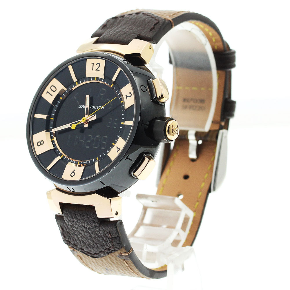 LOUIS VUITTON Q118N Tambour Quartz Men's Watch with Box and Warranty Card