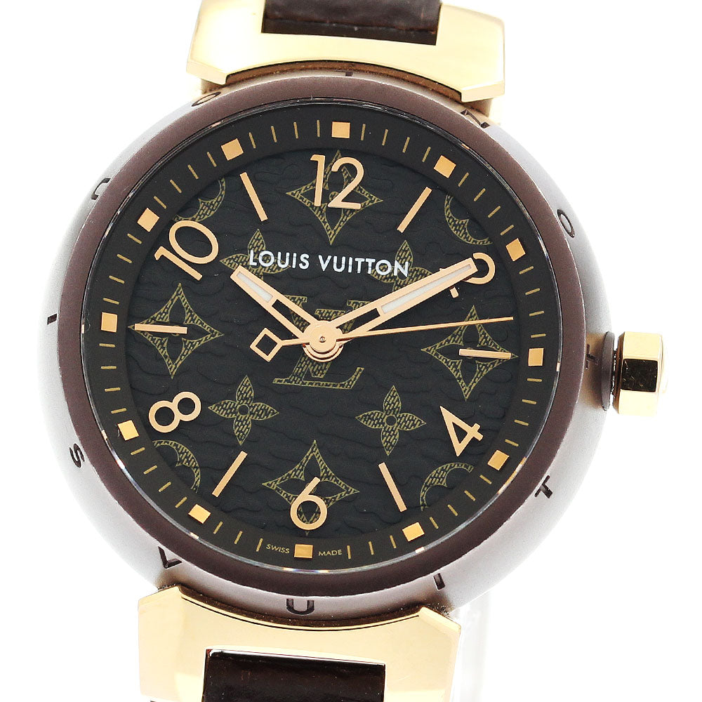 LOUIS VUITTON QA137 Tambour Slim Quartz Women's Watch with Box and Warranty Card