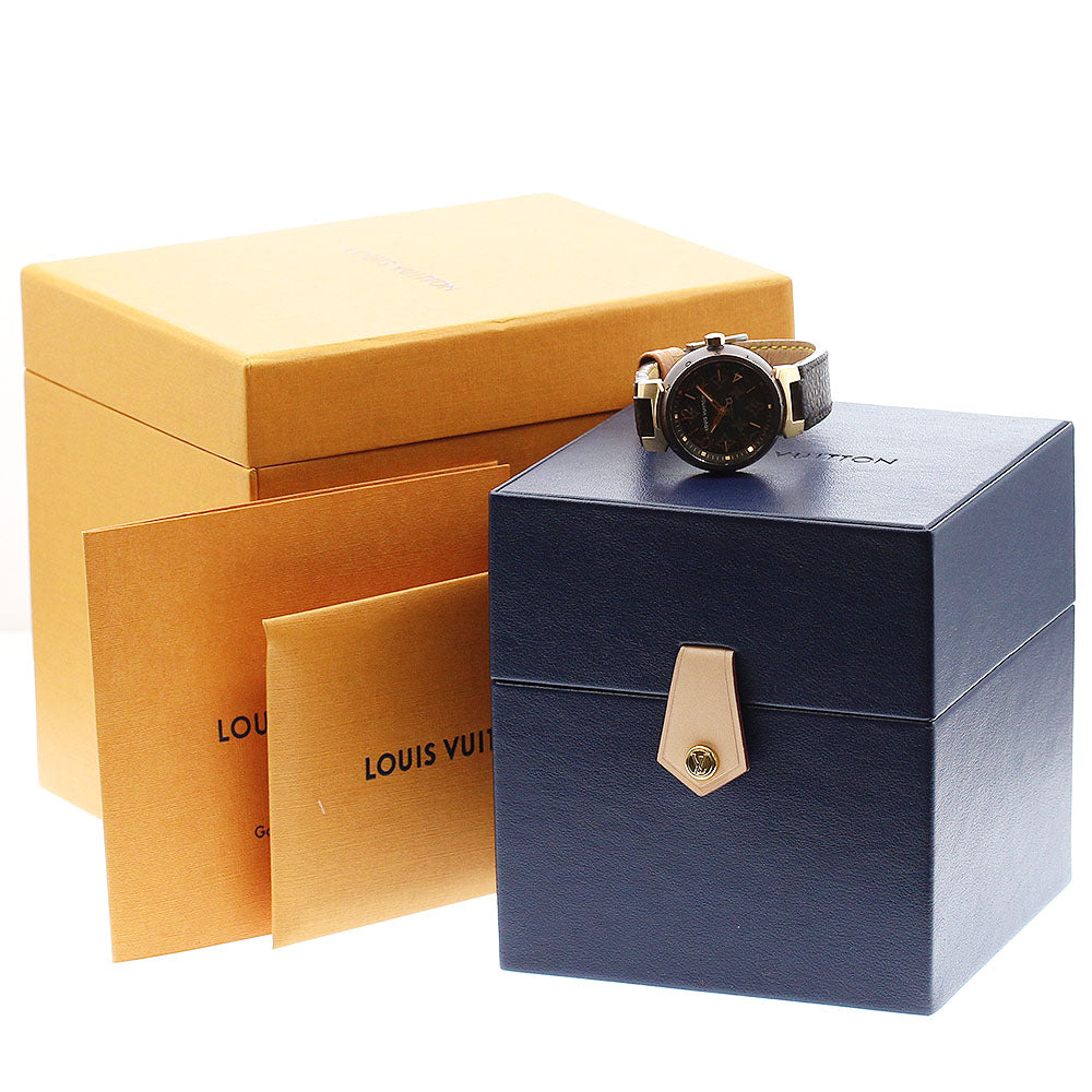 LOUIS VUITTON QA137 Tambour Slim Quartz Women's Watch with Box and Warranty Card