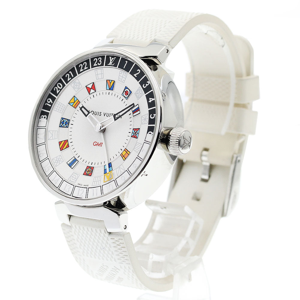 LOUIS VUITTON QA096 Tambour Moon Dual Time GMT Quartz Men's Watch (with box and warranty)