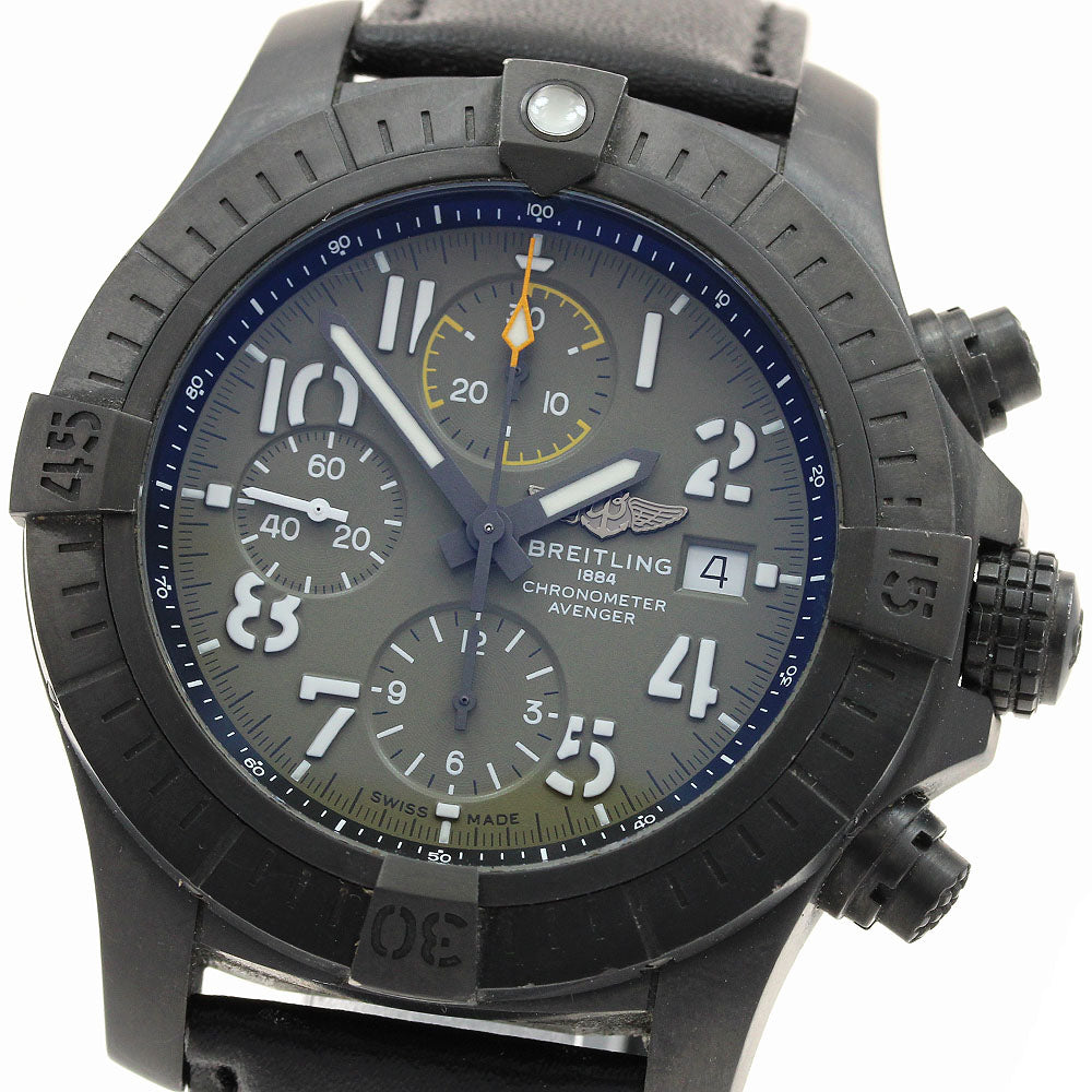 BREITLING V13317 Avenger Chronograph 45 Night Mission Automatic Men's Watch Excellent Condition with Inner Box and Warranty Card.