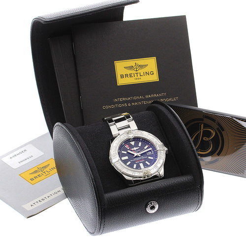 BREITLING A32390 Avenger II GMT Date Automatic Men's Watch Excellent Condition with Inner Box and Warranty Card.