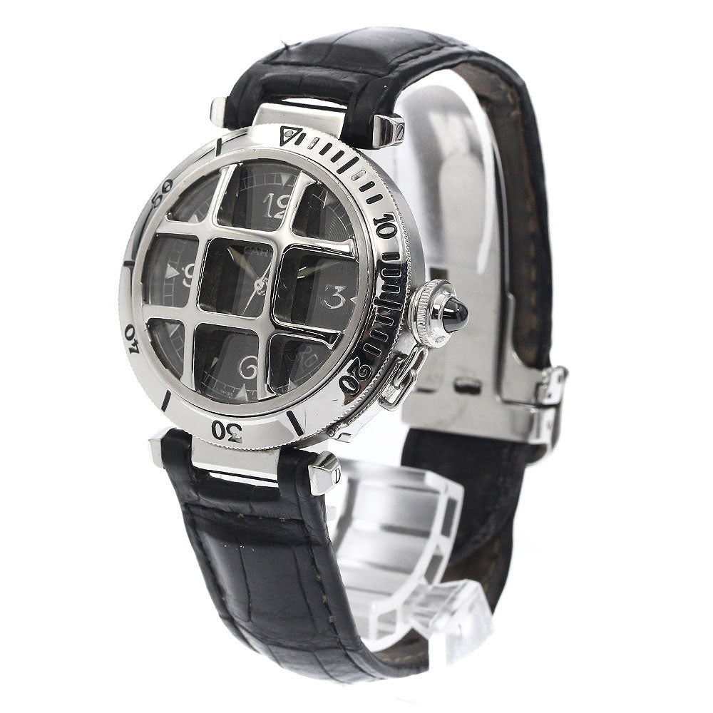 CARTIER W3106255 Pasha 38 N950 Convex Grid PT Bezel Automatic Men's Watch with Warranty Card