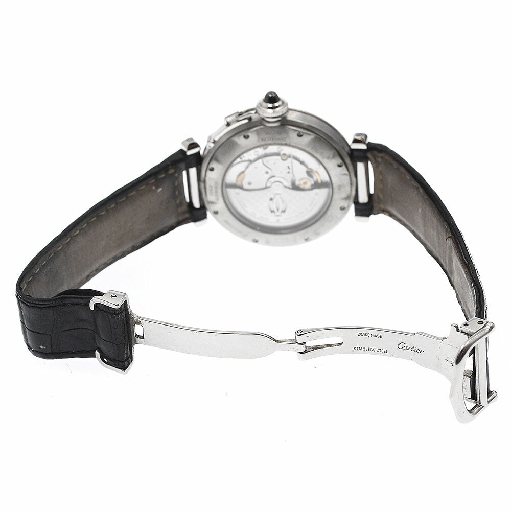 CARTIER W3106255 Pasha 38 N950 Convex Grid PT Bezel Automatic Men's Watch with Warranty Card