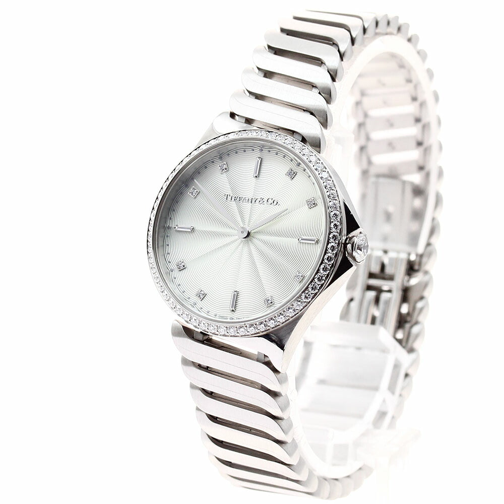 TIFFANY&Co. 60874859 Metro 2 Hand 8P Diamond Quartz Women's Watch Excellent Condition with Warranty.