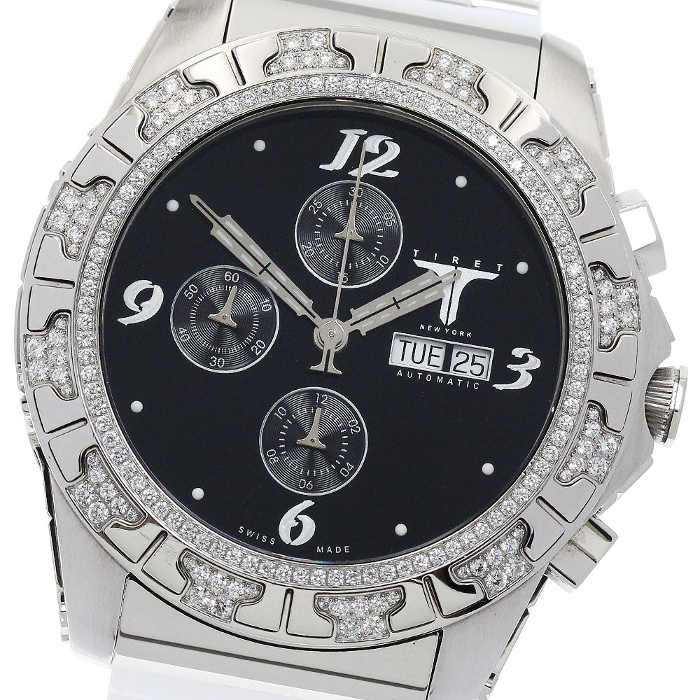 TIRET NEW YORK Chronograph Diamond Bezel Automatic Men's Watch with Box