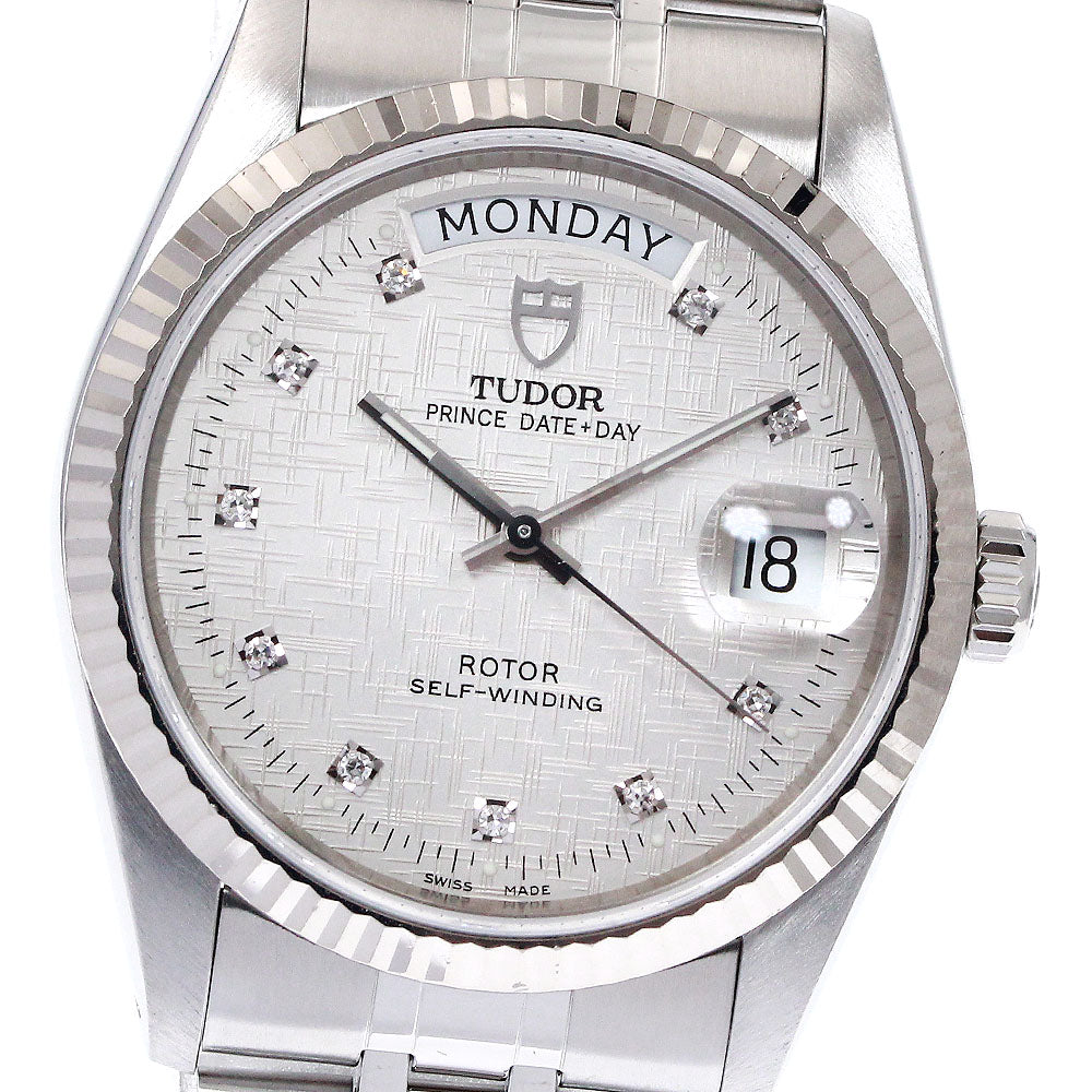 TUDOR 76214 Prince Date-Day 10P Diamond WG Bezel Automatic Men's Watch (Good Condition)