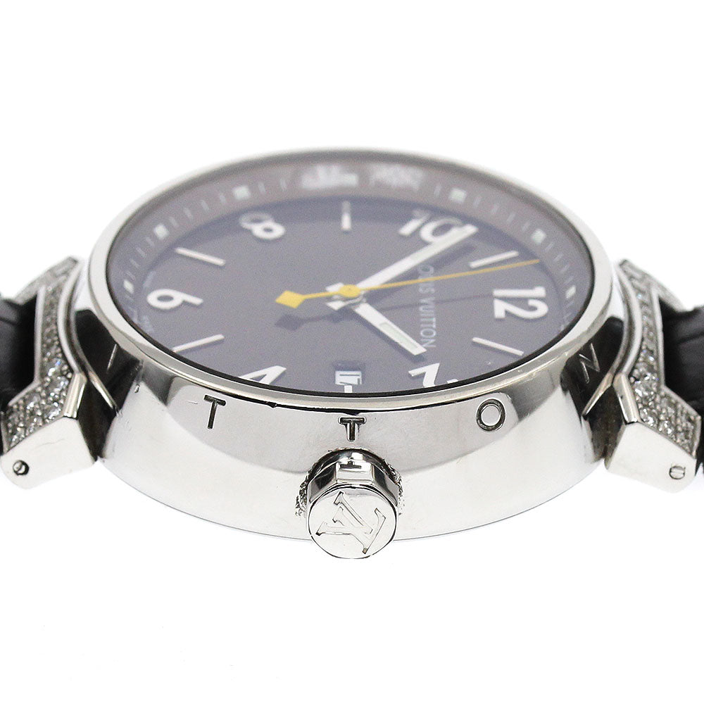 LOUIS VUITTON Q111G Tambour Date Lug Diamond Quartz Men's Watch