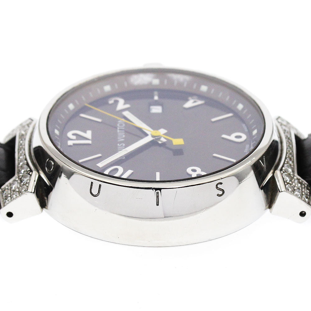 LOUIS VUITTON Q111G Tambour Date Lug Diamond Quartz Men's Watch