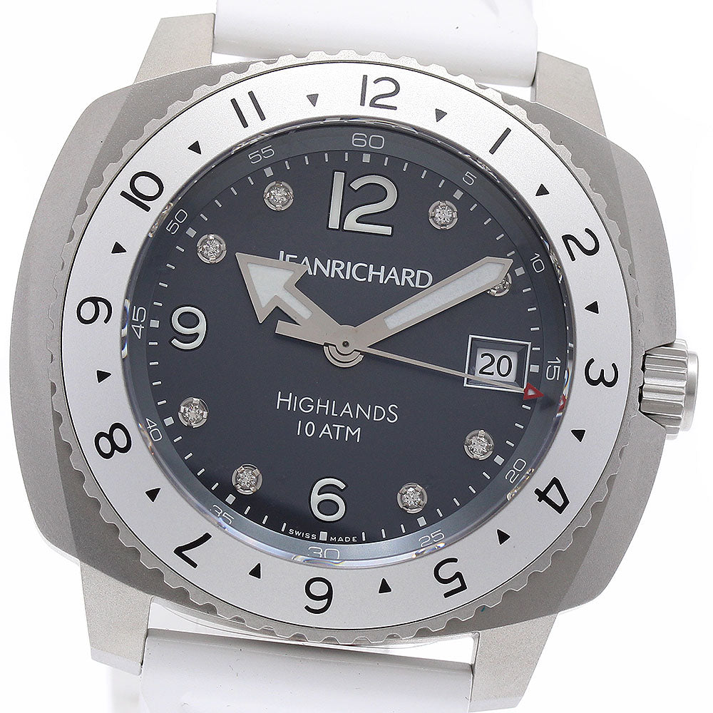 JEANRICHARD 60150-2/60150-11-21A-AC7D Highland Date 8P Diamond Automatic Men's Watch Excellent Condition with Warranty Card