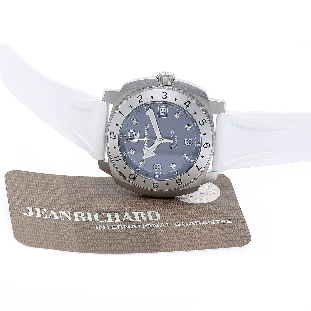 JEANRICHARD 60150-2/60150-11-21A-AC7D Highland Date 8P Diamond Automatic Men's Watch Excellent Condition with Warranty Card
