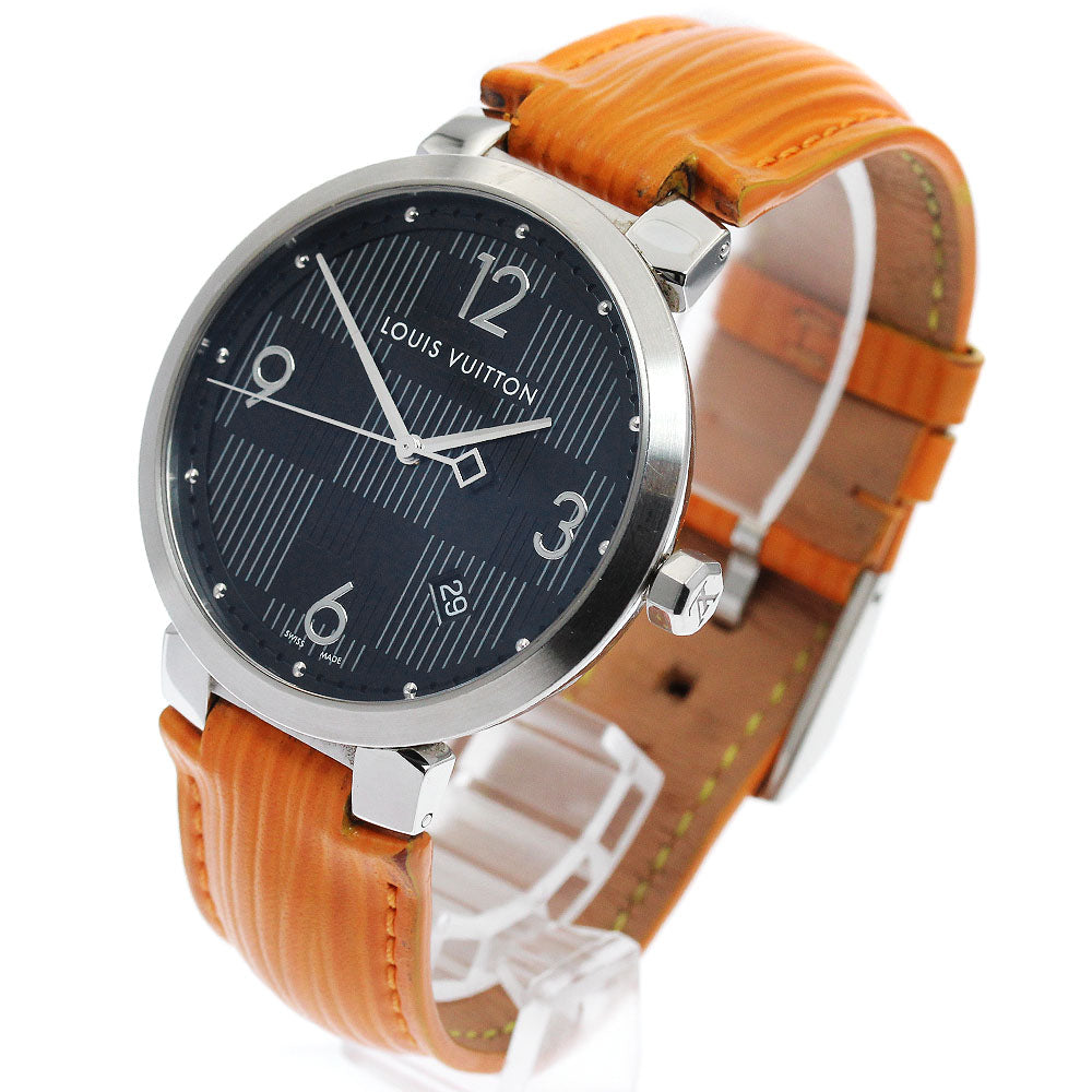 LOUIS VUITTON Q1D07 Tambour Slim Damier Graphite Date Quartz Men's Watch