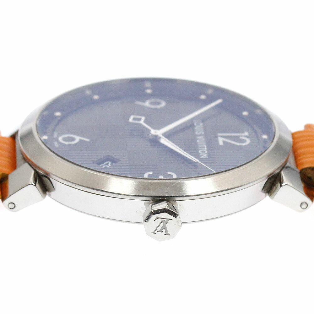 LOUIS VUITTON Q1D07 Tambour Slim Damier Graphite Date Quartz Men's Watch