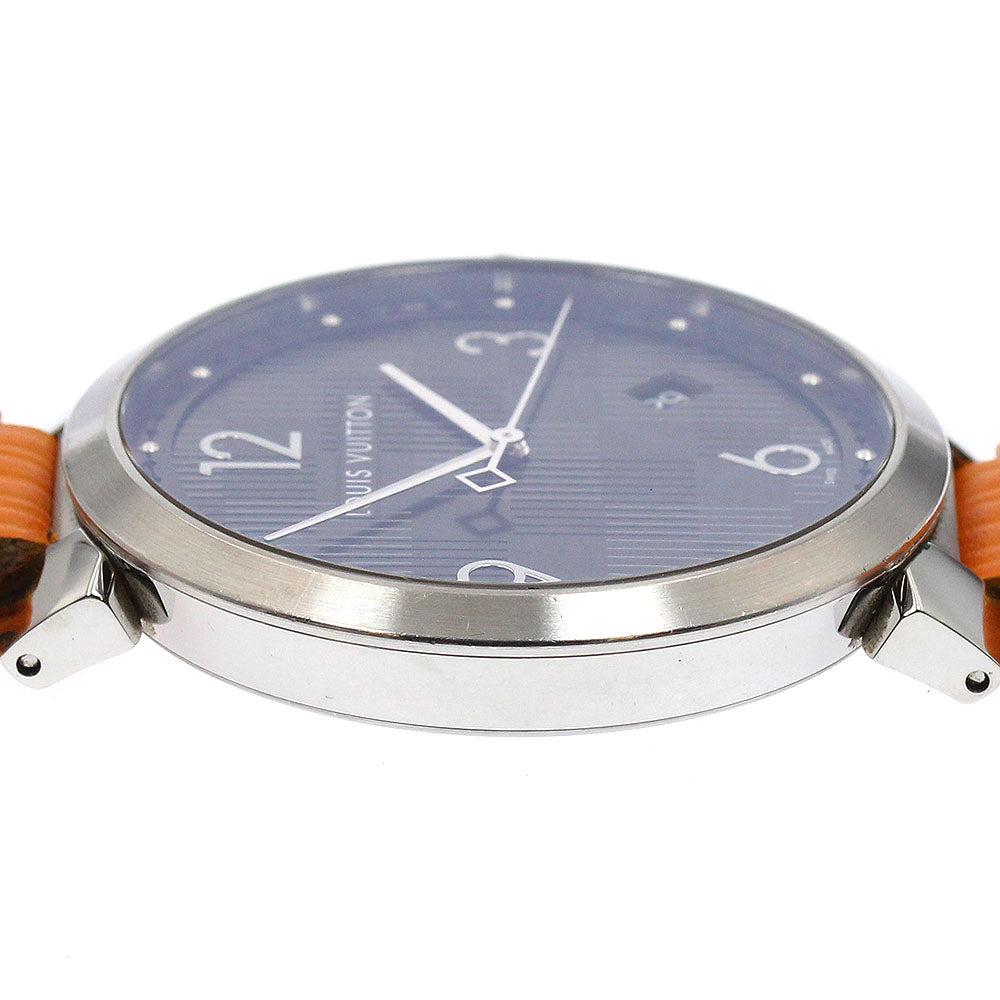 LOUIS VUITTON Q1D07 Tambour Slim Damier Graphite Date Quartz Men's Watch