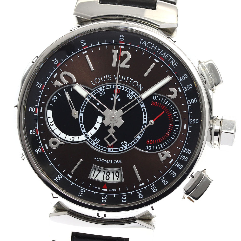 LOUIS VUITTON Q102A Tambour Voyage Chronograph Limited Edition of 688 Pieces Worldwide Automatic Winding Men's Watch with Warranty Card
