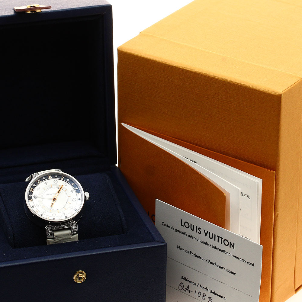 LOUIS VUITTON QA108 Tambour Moon Dual Time MM Quartz Women's Watch (with box and warranty)