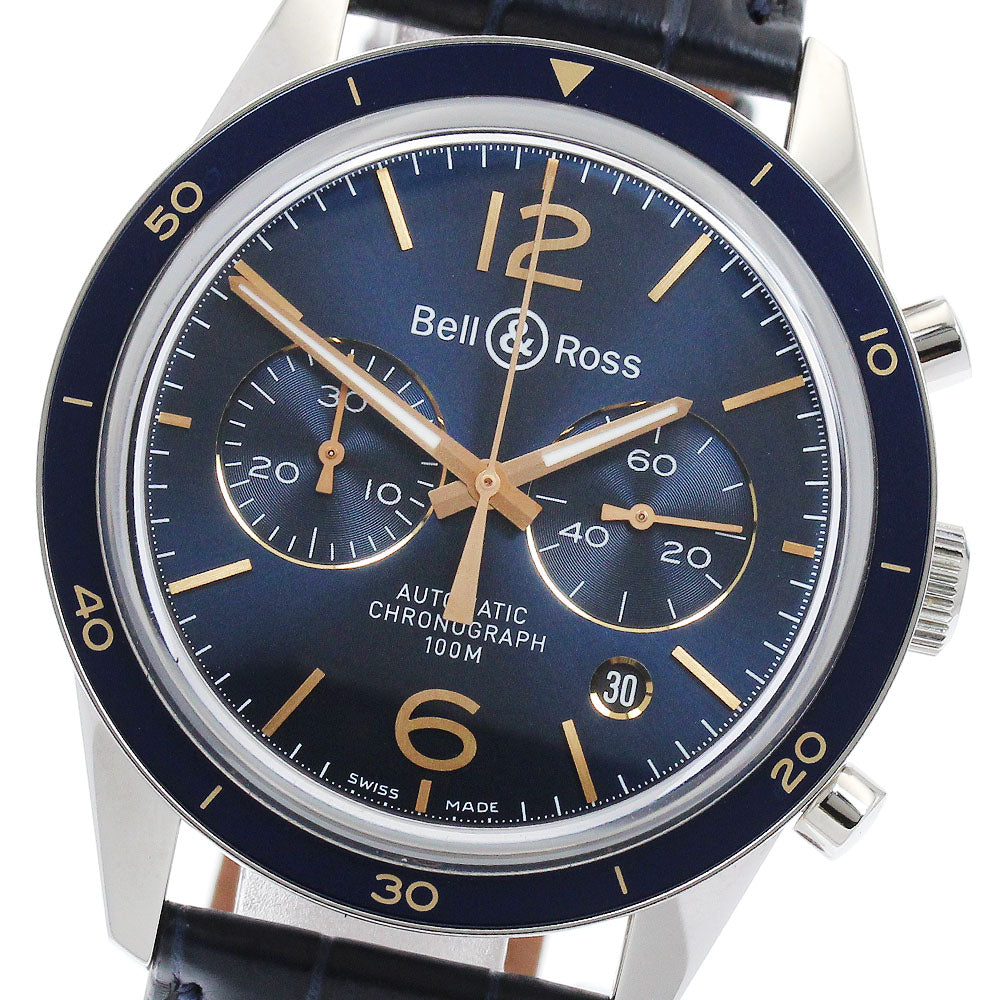 Bell & Ross BRV126-BLU-ST/SCA Aeronavale Date Automatic Men's Watch Excellent Condition