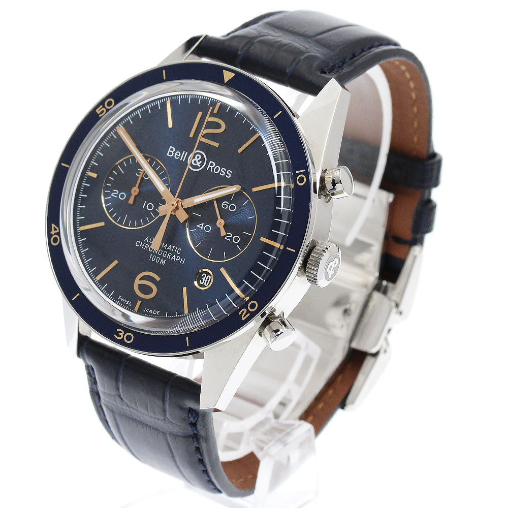 Bell & Ross BRV126-BLU-ST/SCA Aeronavale Date Automatic Men's Watch Excellent Condition