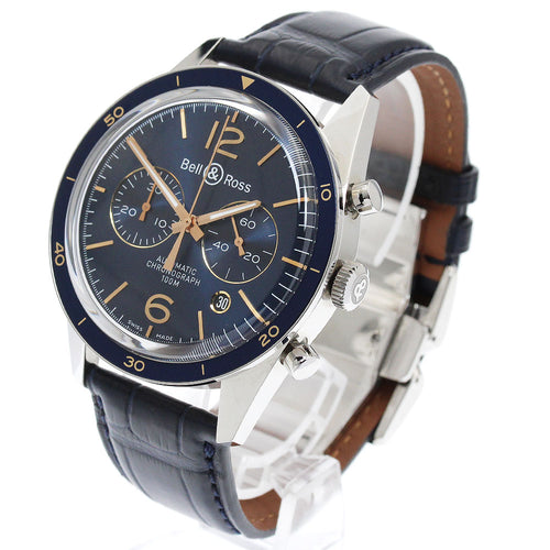 Bell & Ross BRV126-BLU-ST/SCA Aeronavale Date Automatic Men's Watch Excellent Condition