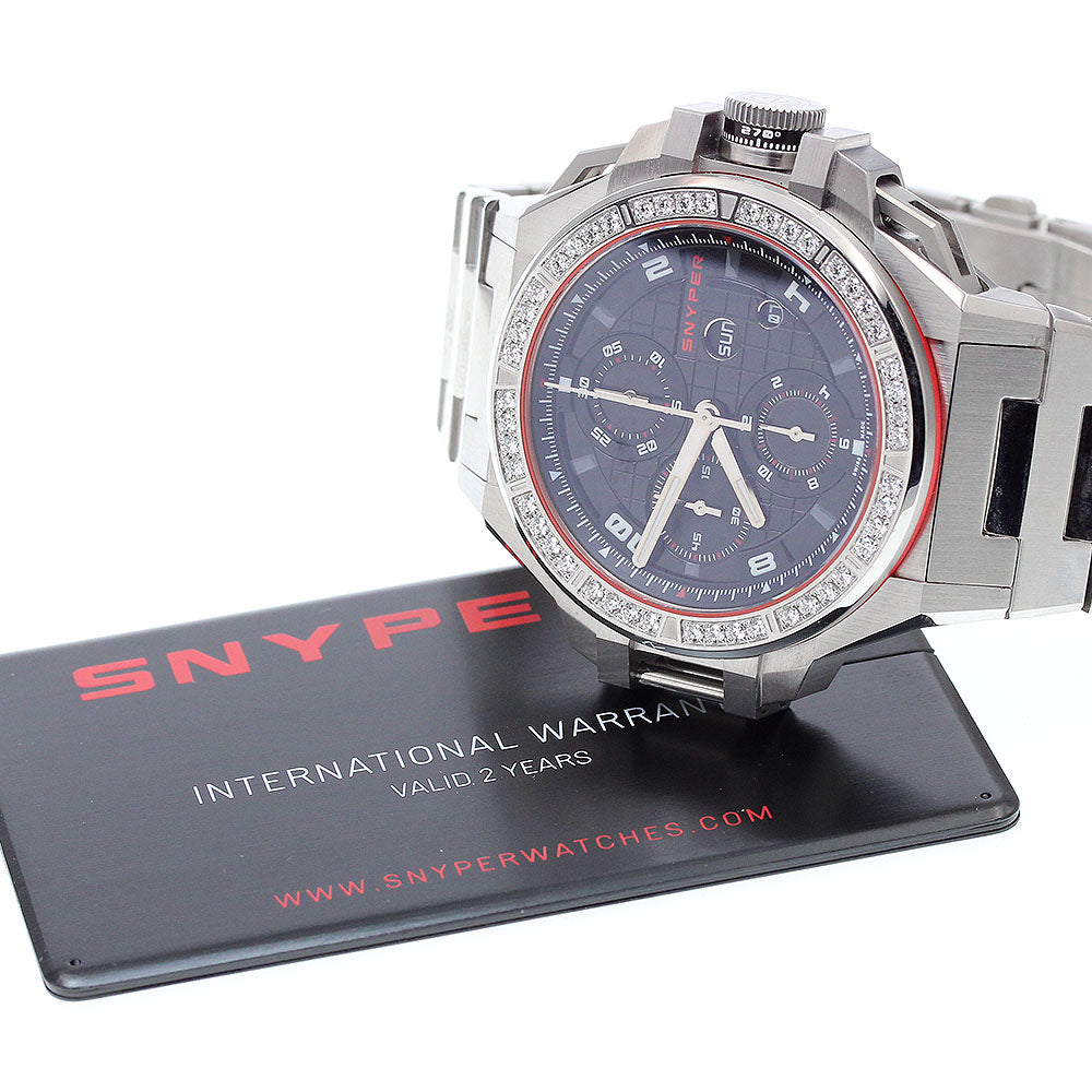 SNYPER 50.100.OM Ironclad 48 Chronograph Diamond Bezel Automatic Men's Watch Excellent Condition with Warranty Card