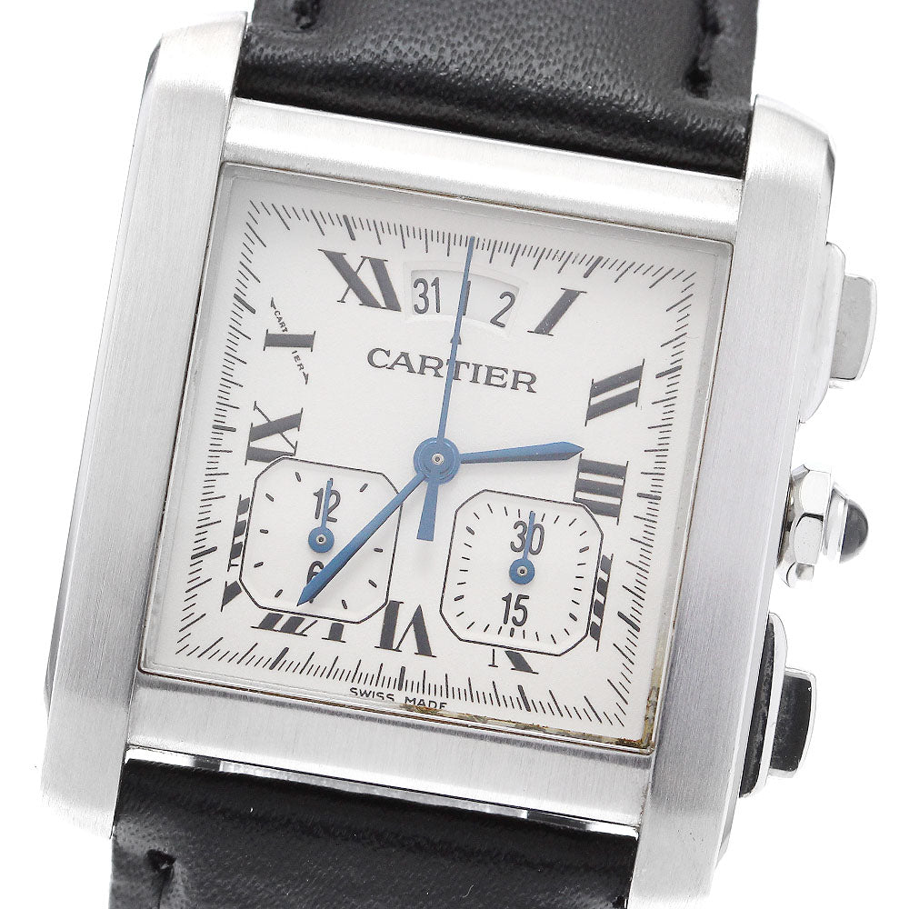 CARTIER W5101455 Tank Francaise XXL Chronoreflex Date Chronograph Quartz Men's Watch (Good Condition)